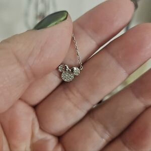 Crislu Disney Minnie Mouse Icon Silver Necklace